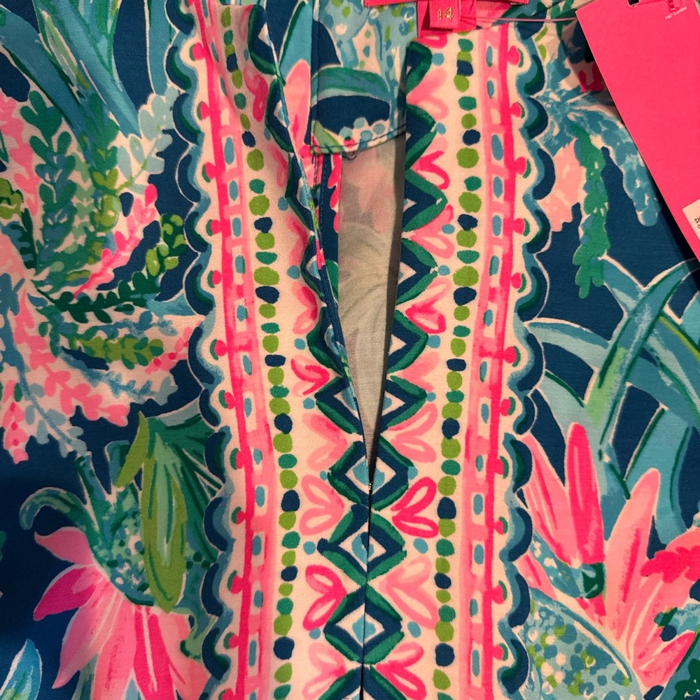 Lilly Pulitzer Pink, Teal & Green Tropical Shift Dress - Picture 2 of 7